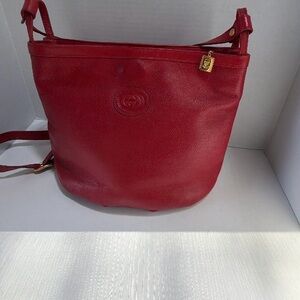 Vintage Gucci Red Leather Shoulder Bag